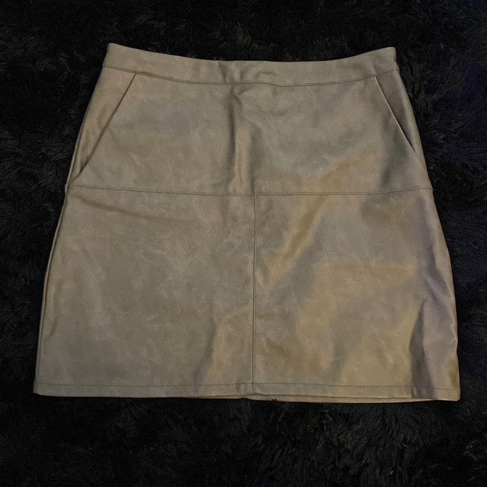 Army green/ grayish pleather mini skirt